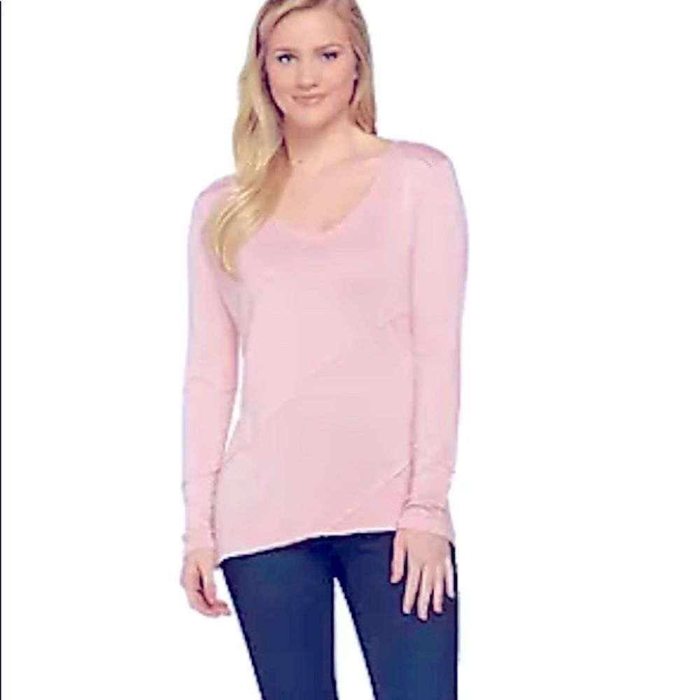 H by halston Essentials long sleeve V-neck top